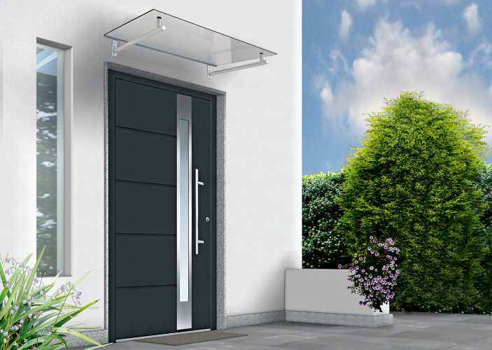 Schwarze moderne Haustür 