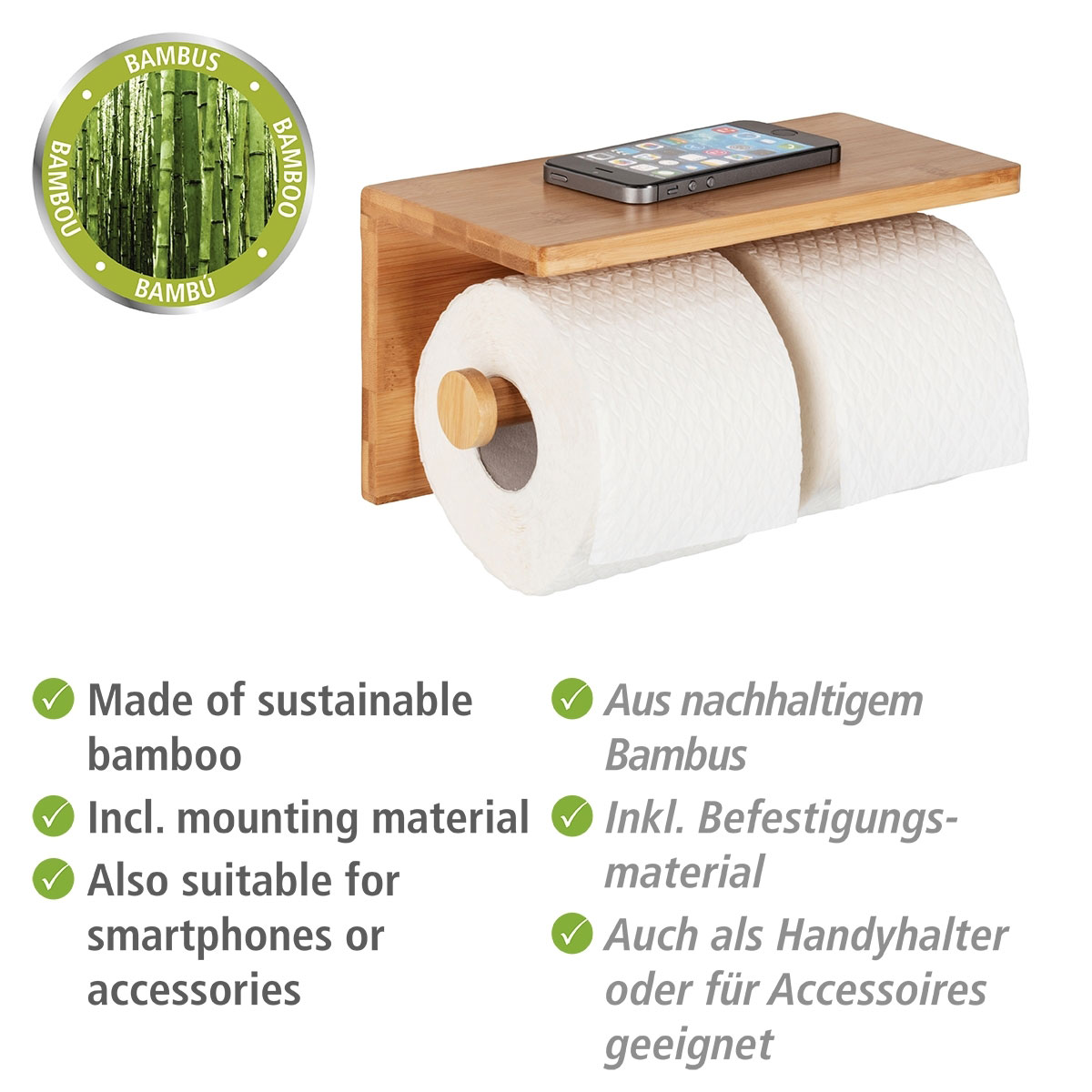 Wenko Toilettenpapierhalter Duo Bambusa Bild 3