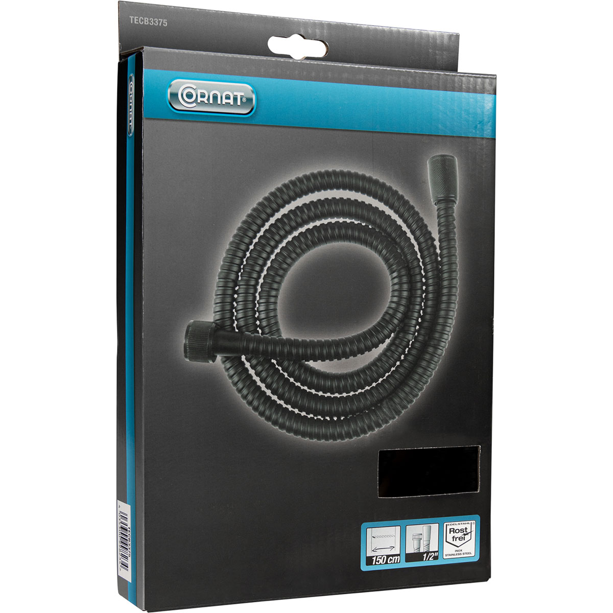 Cornat Brauseschlauch Edelstahl 1,5 m schwarz matt Bild 4