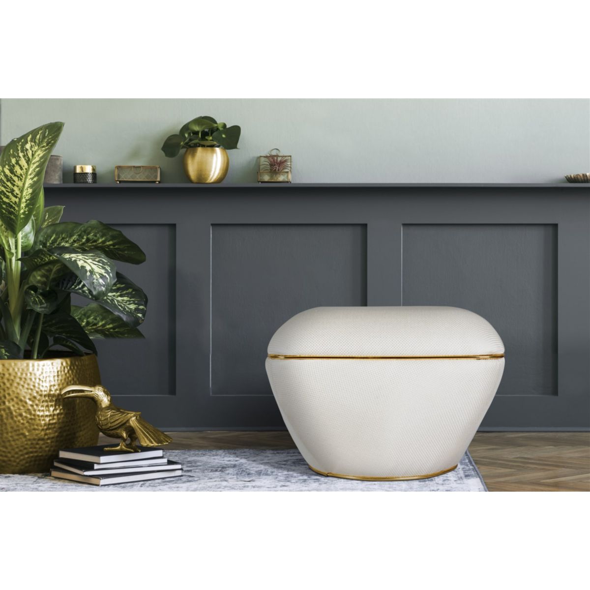 Kayoom Hocker Contessa 145 Elfenbein / Gold Bild 3