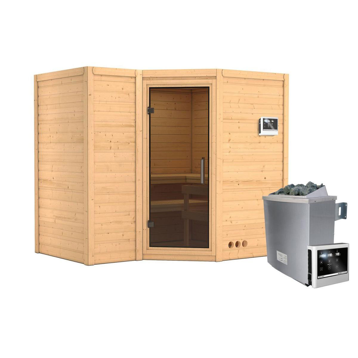 Karibu Sahib 2 Eckeinstieg 9 kW Ofen externe Strg ohne Kranz Tür graphit Bild 2