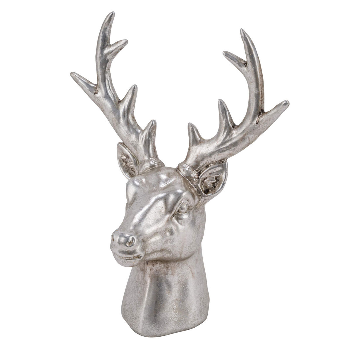 Polyhirschkopf silber 17,5x11x20,5cm