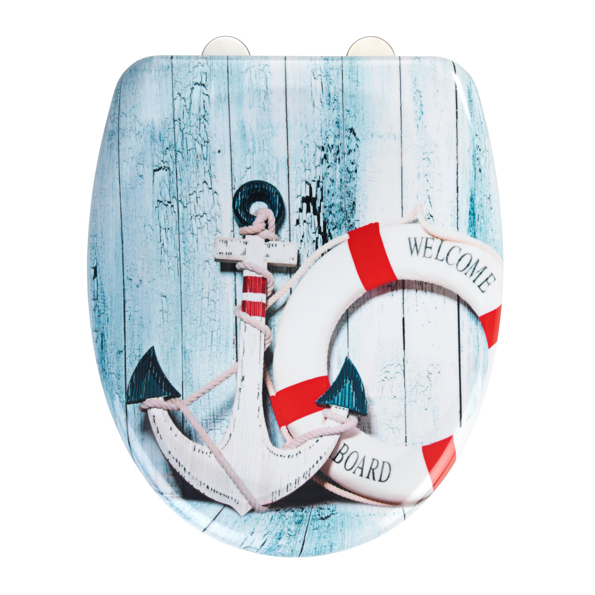 Wenko  WC-Sitz Duroplast Welcome board Schnellbefestigung aus rostfreiem Edelstahl antibakterieller Duroplast