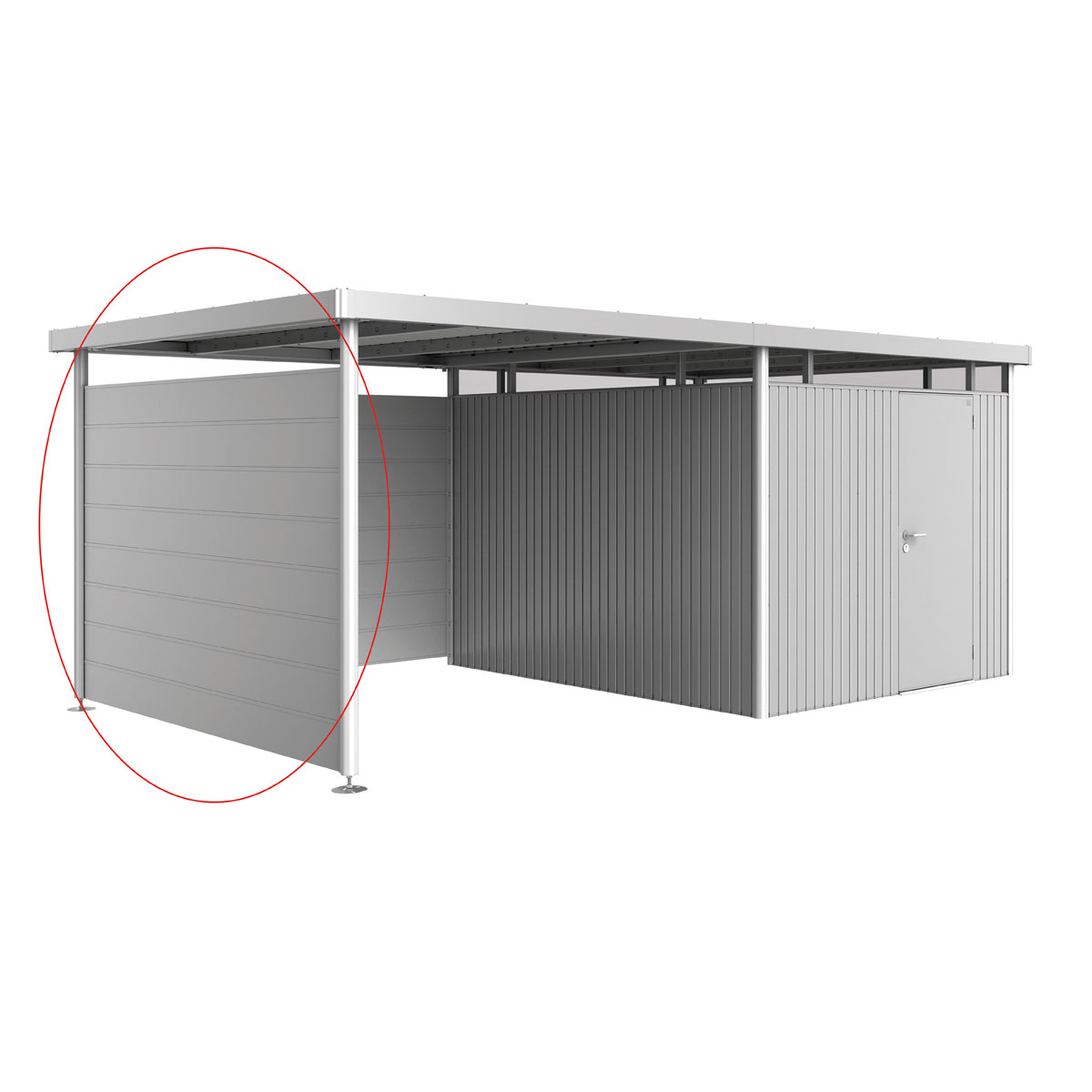 Biohort Seitenwand für Seitendach zu Gerätehaus HighLine H5 silber-metallic