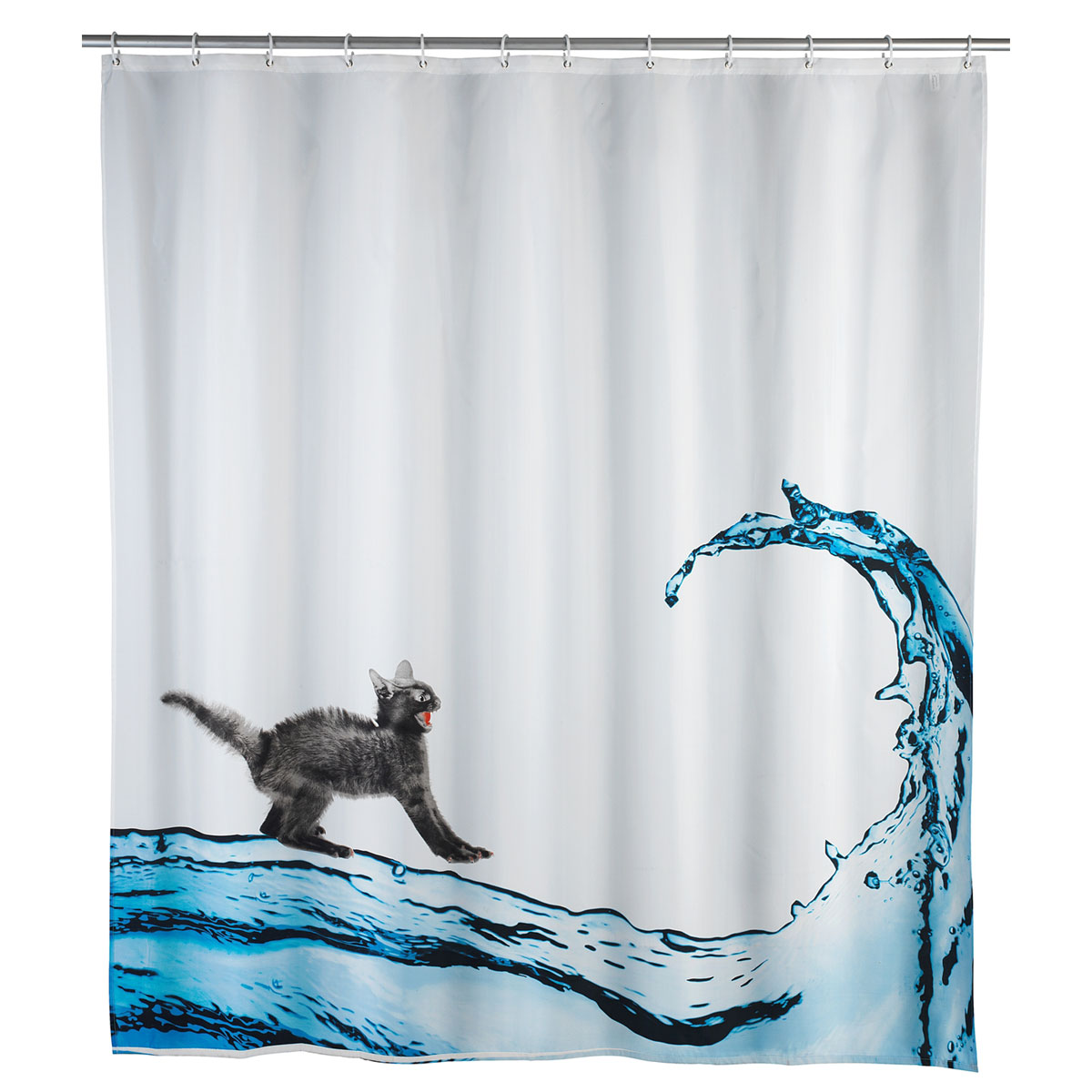Wenko  Anti-Schimmel Duschvorhang Cat Textil Polyester 180 x 200 cm waschbar Bild 1