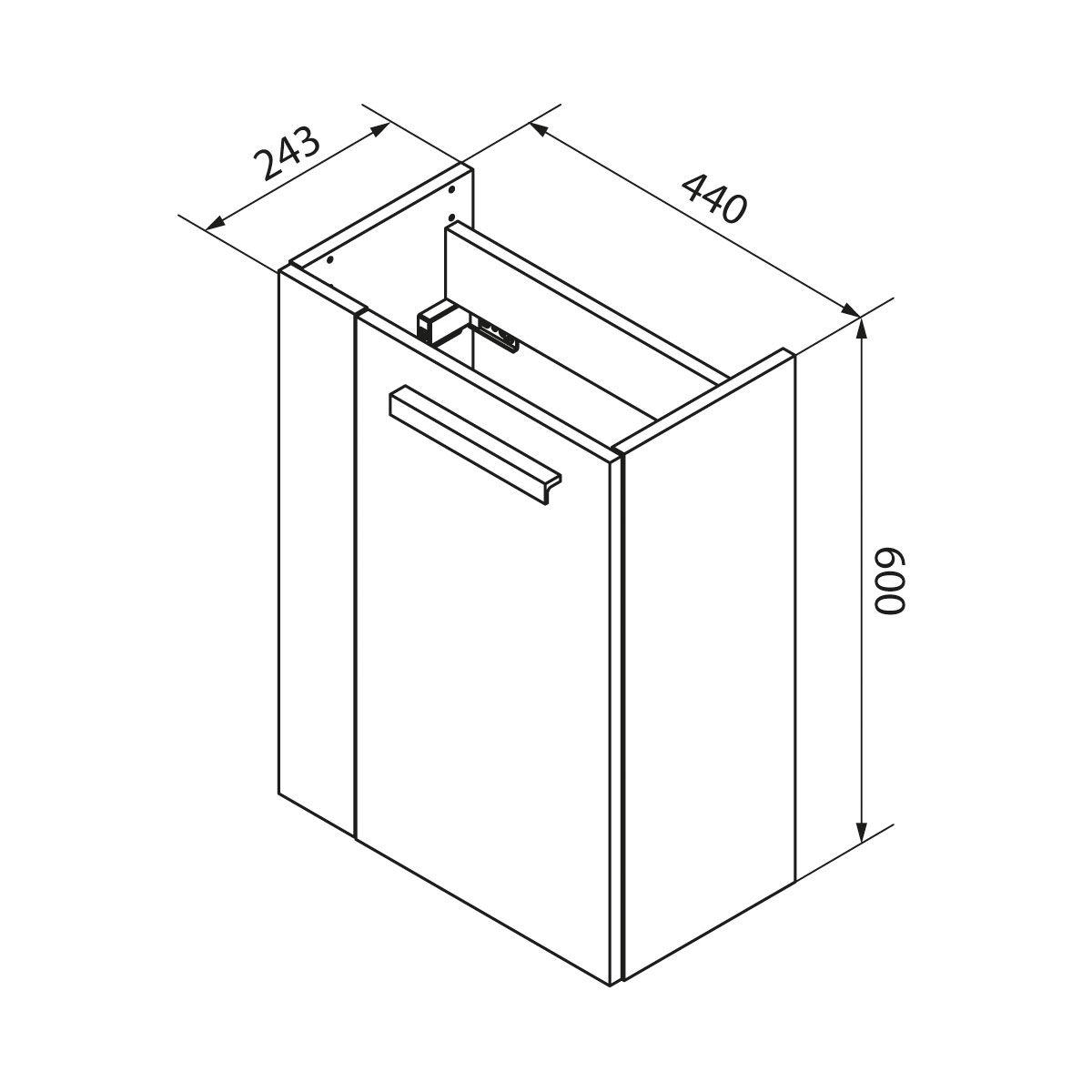 Fackelmann  Gäste-WC Waschtischunterschrank rechts SBC 440 x 600 x 243 mm Graueiche/Weiß Bild 8