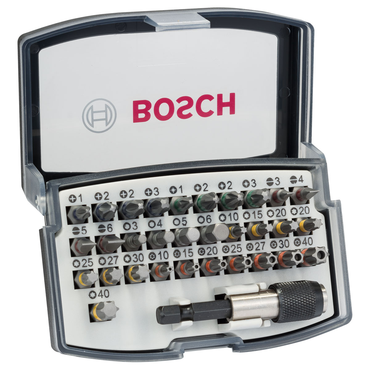 Bosch Professional  32-teiliges Schrauberbit-Set PH PZ H T und Quick Change-Universalhalter