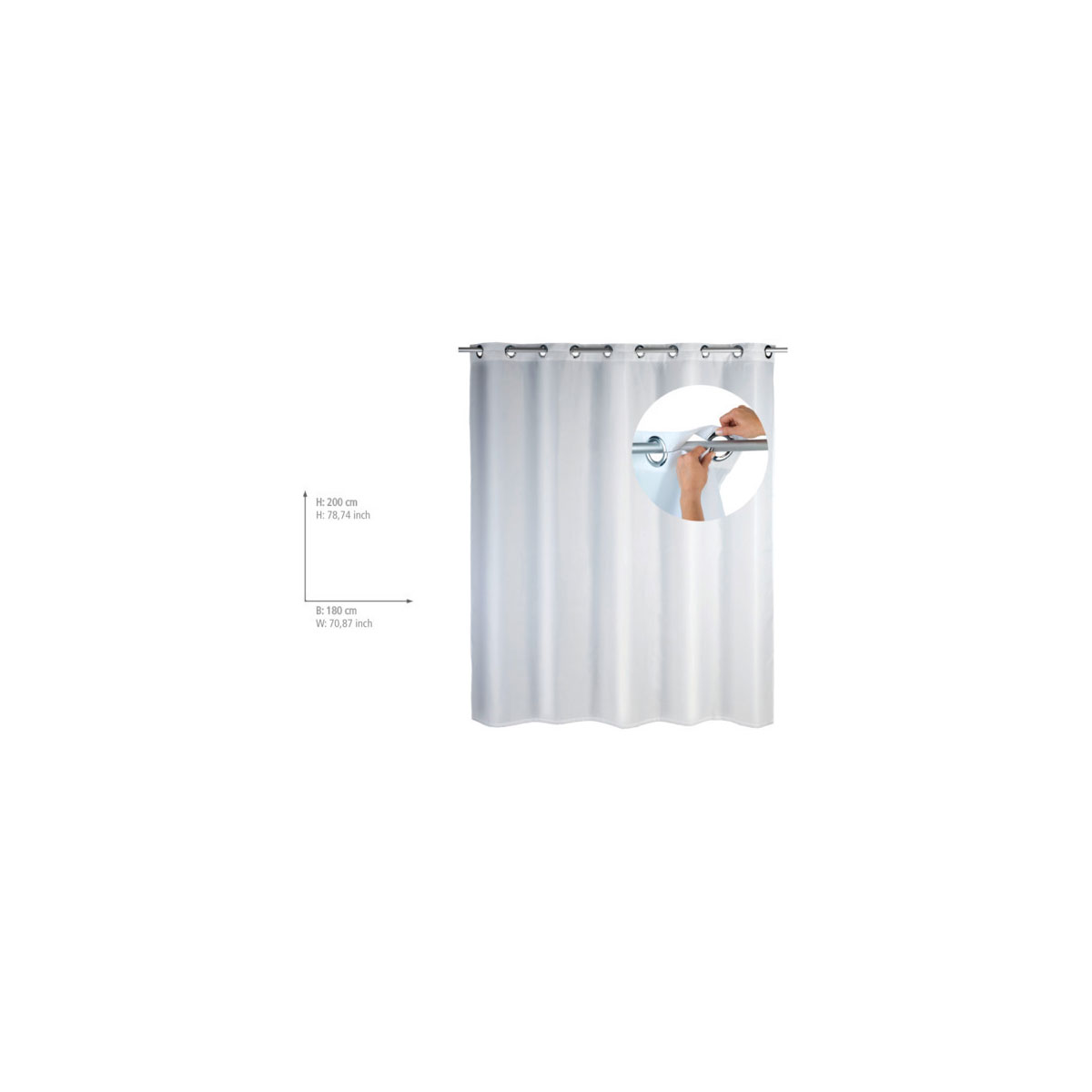 Wenko  Duschvorhang Comfort Flex Weiß Textil Polyester 180 x 200 cm waschbar Bild 6