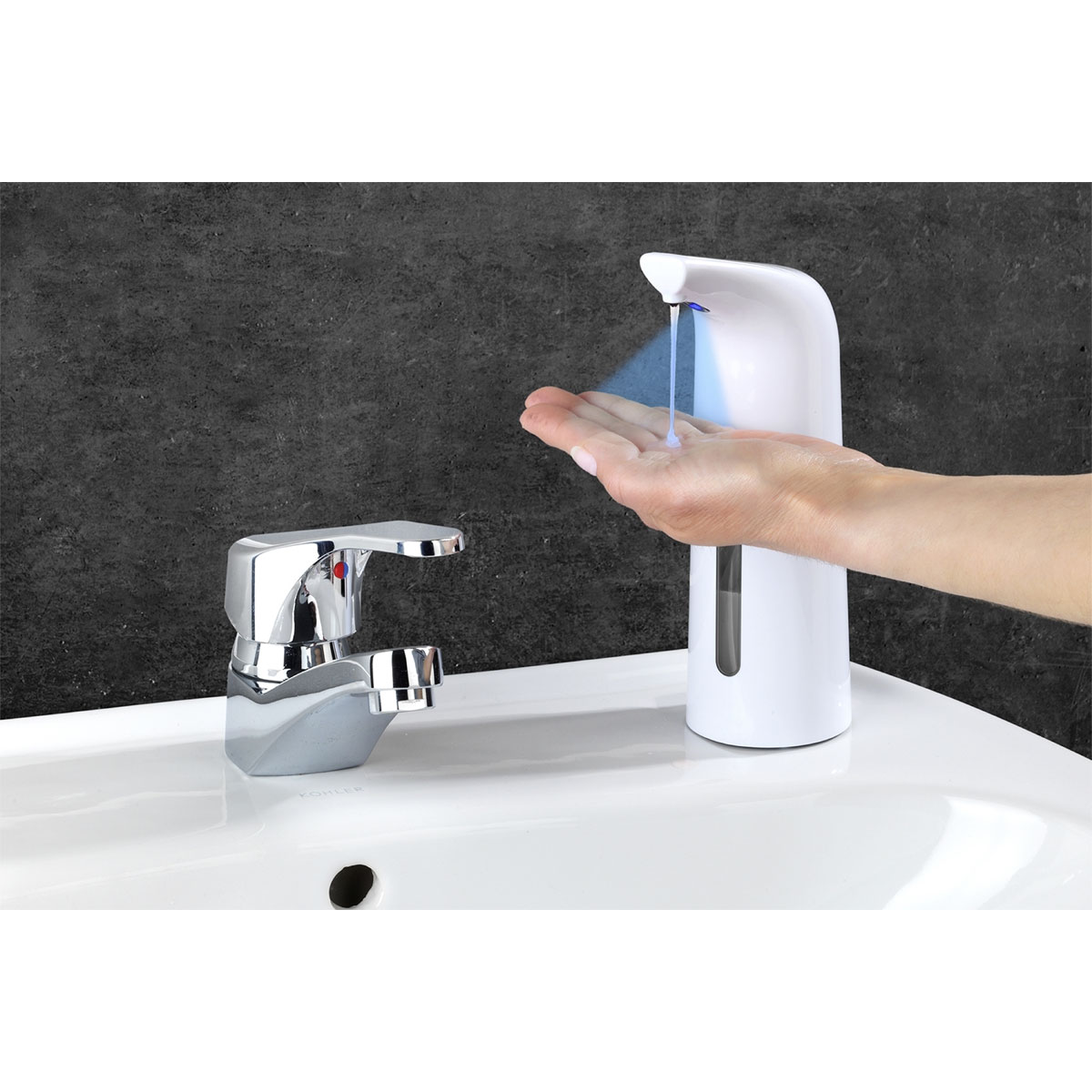 Wenko  Sensor Desinfektionsmittel- und Seifenspender Larino automatischer Infrarot Seifen-Dosierer und Desinfektionsspender Füllmenge 400 ml Bild 6