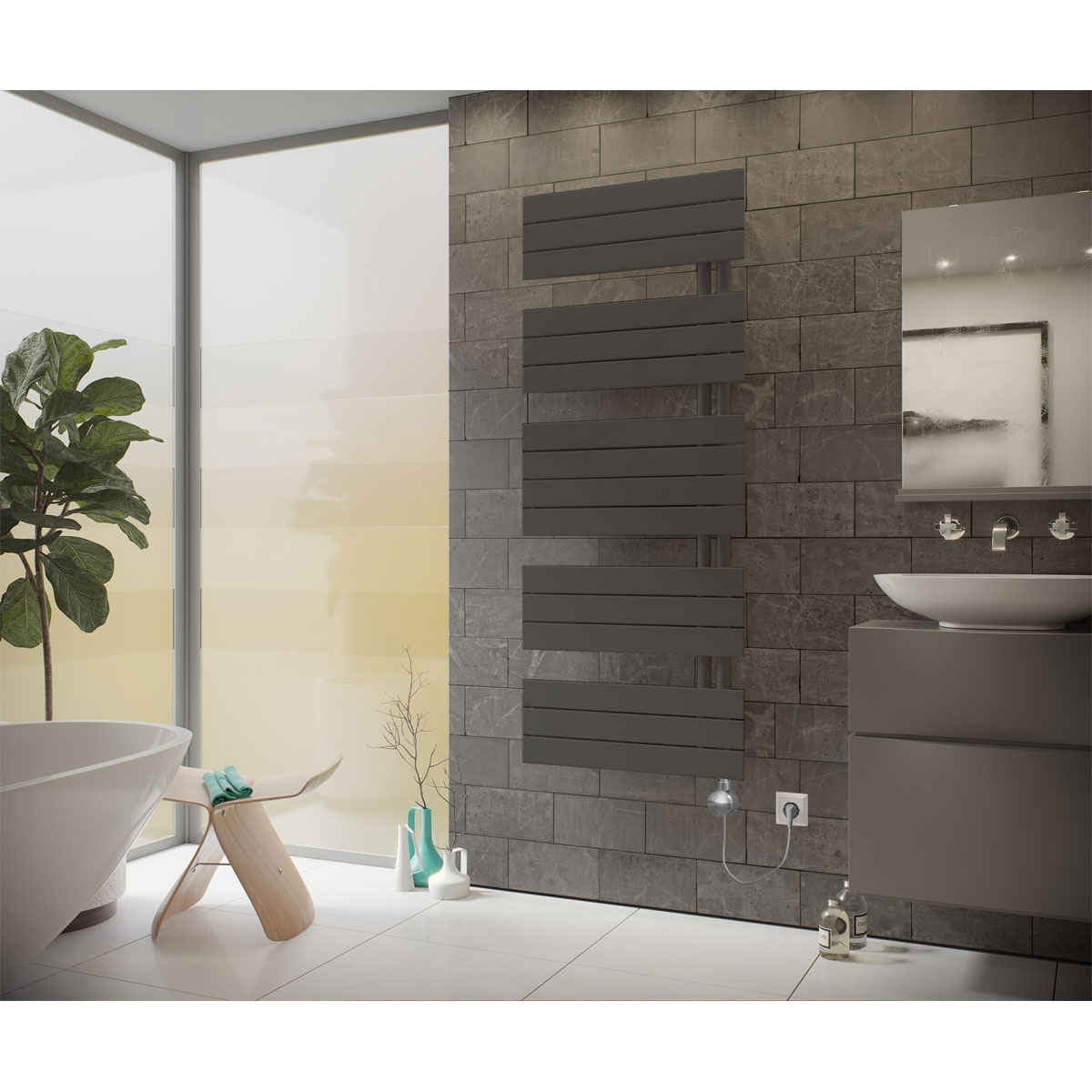 Ximax  Elektrischer Handtuchwärmer P2-Open 1720 x 600 mm 900 Watt Typ 5 Anthrazit Bild 1