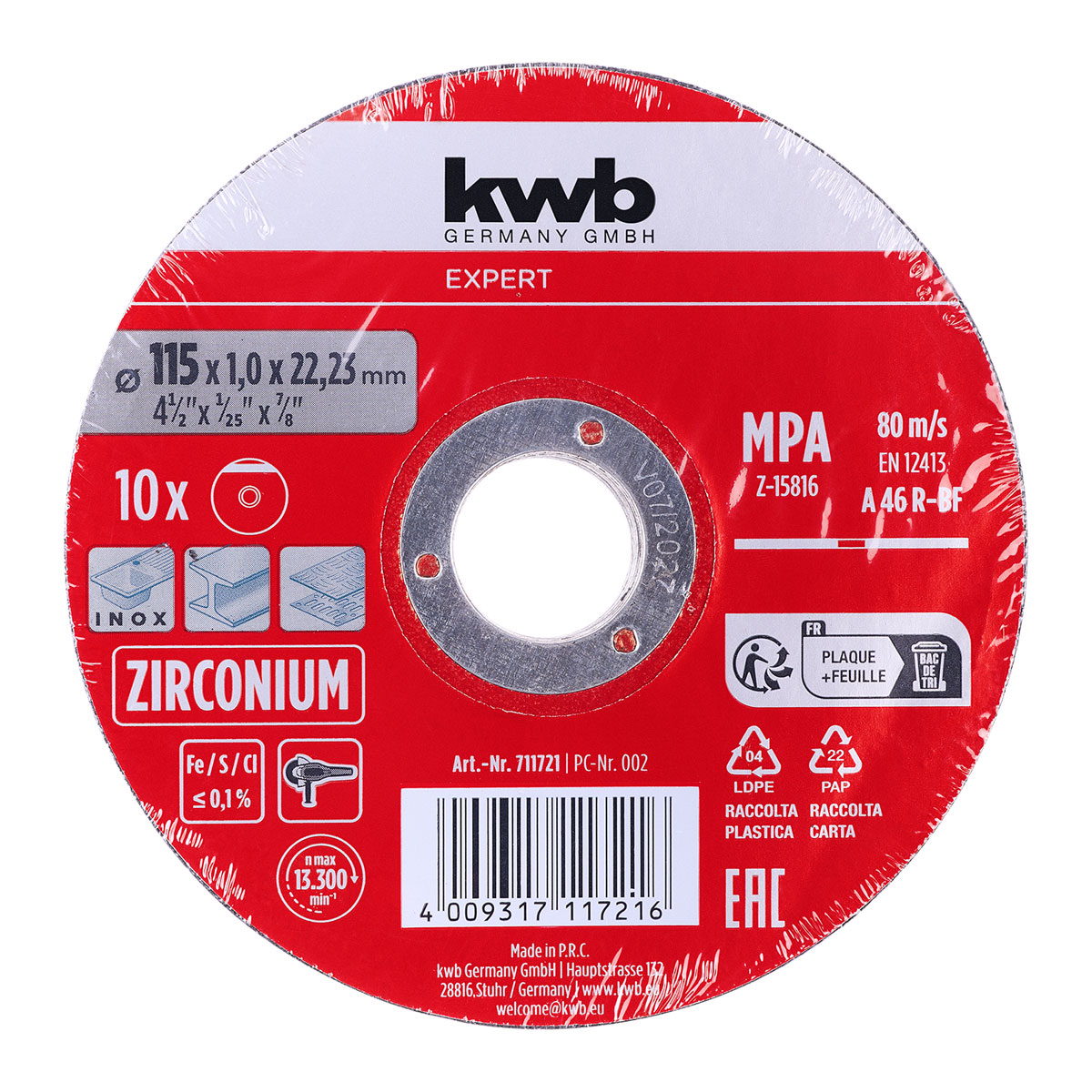 kwb Expert Inox-Gewebetrennscheiben-Set für Metall gerade extradünn 10-tlg. Ø 115 x 1 mm Bild 3