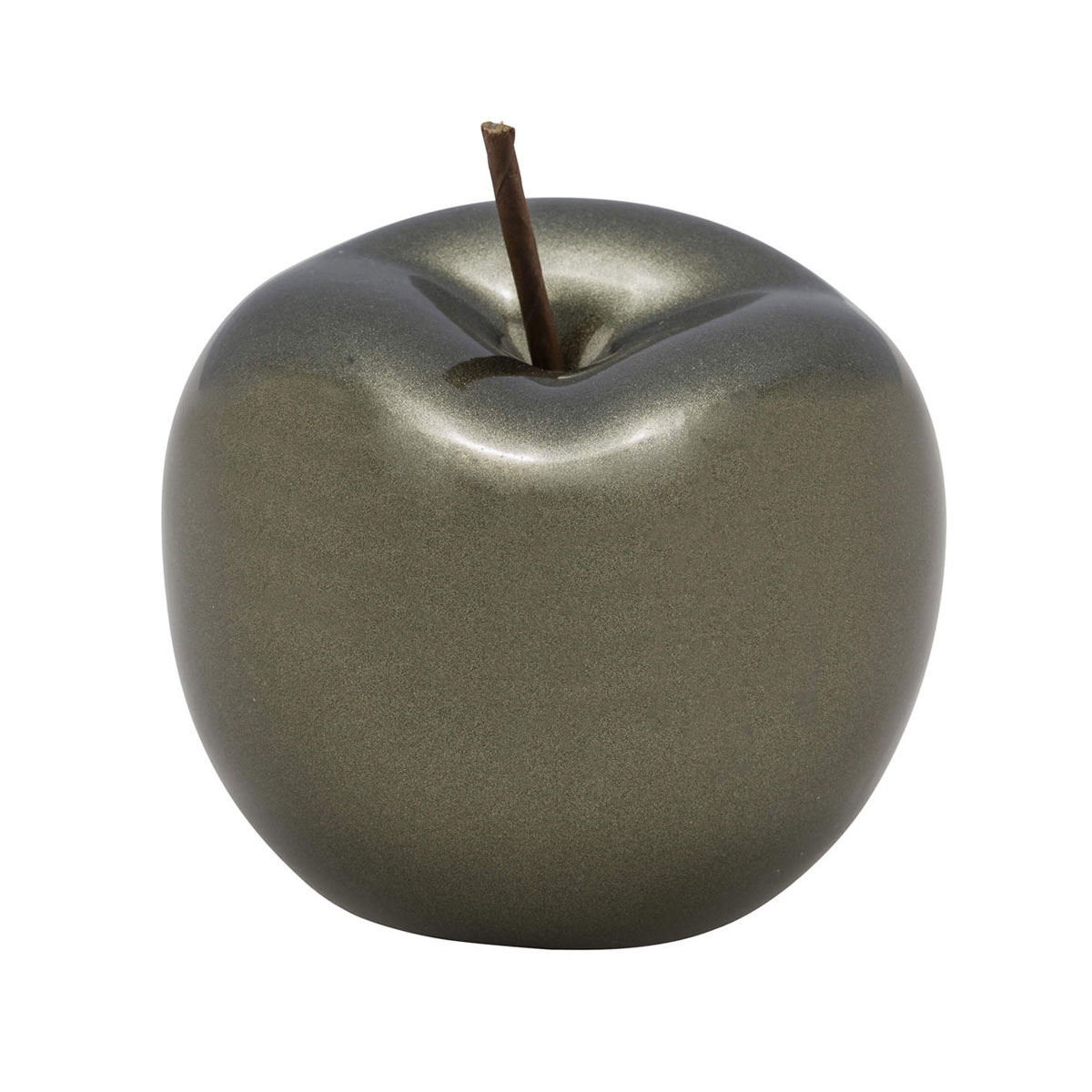 Keramik-Apfel Durchmesser 12 x 9,5 cm dunkelgrün-matt