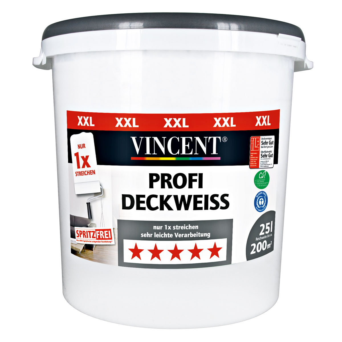 Vincent Innenfarbe Profi Deckweiß 25 L