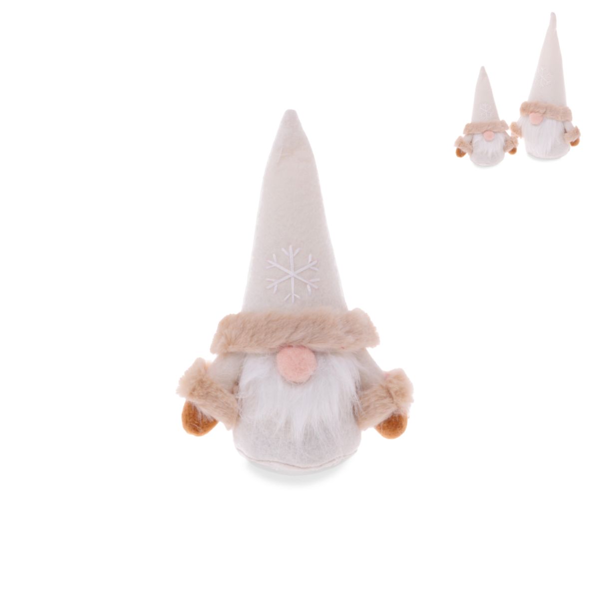 Textil Wichtel sitzend 15cm creme weiss