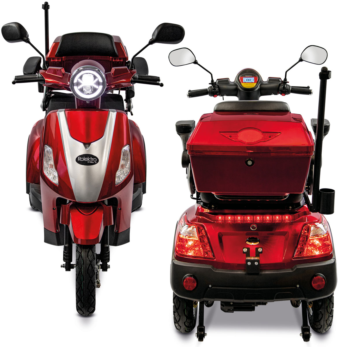Rolektro E-Trike 15 V.3 Lithium Rot 60-30AH Akku 1000 Watt Bild 3