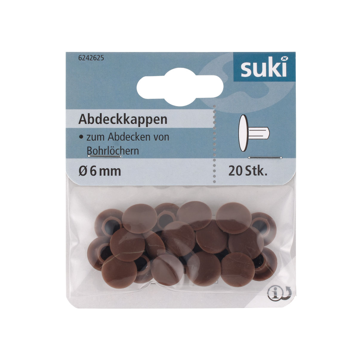 Suki Abdeckkappe Kunststoff Durchmesser 6 mm braun 20 Stück Bild 1