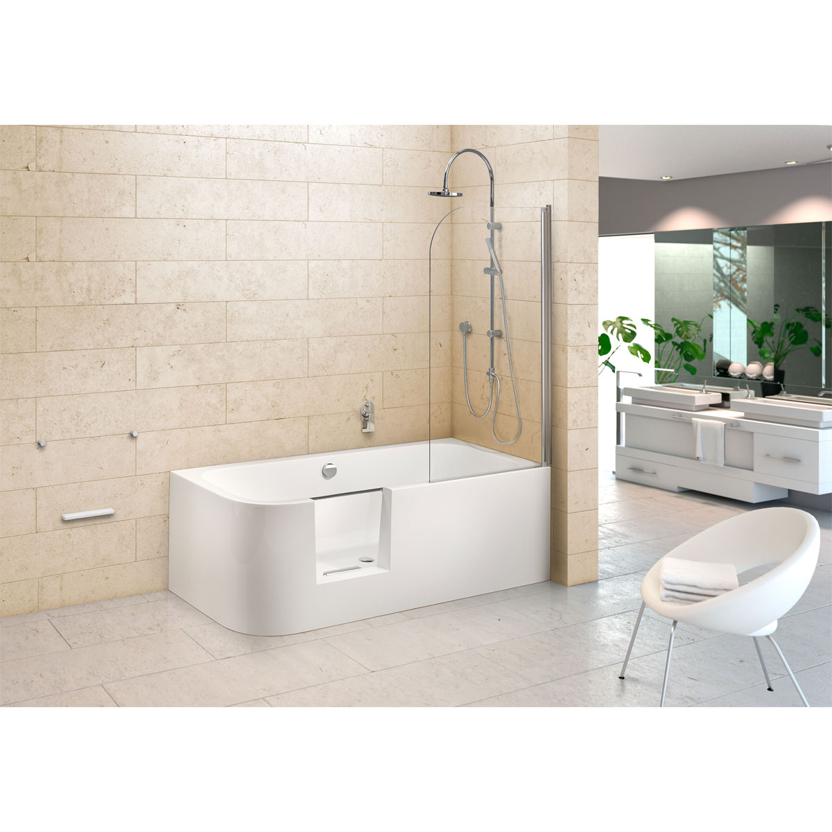 Ottofond Dusch-Badewanne Free Gate Mod B herausnehmbare Tür mit Wassereinlauf Bild 2