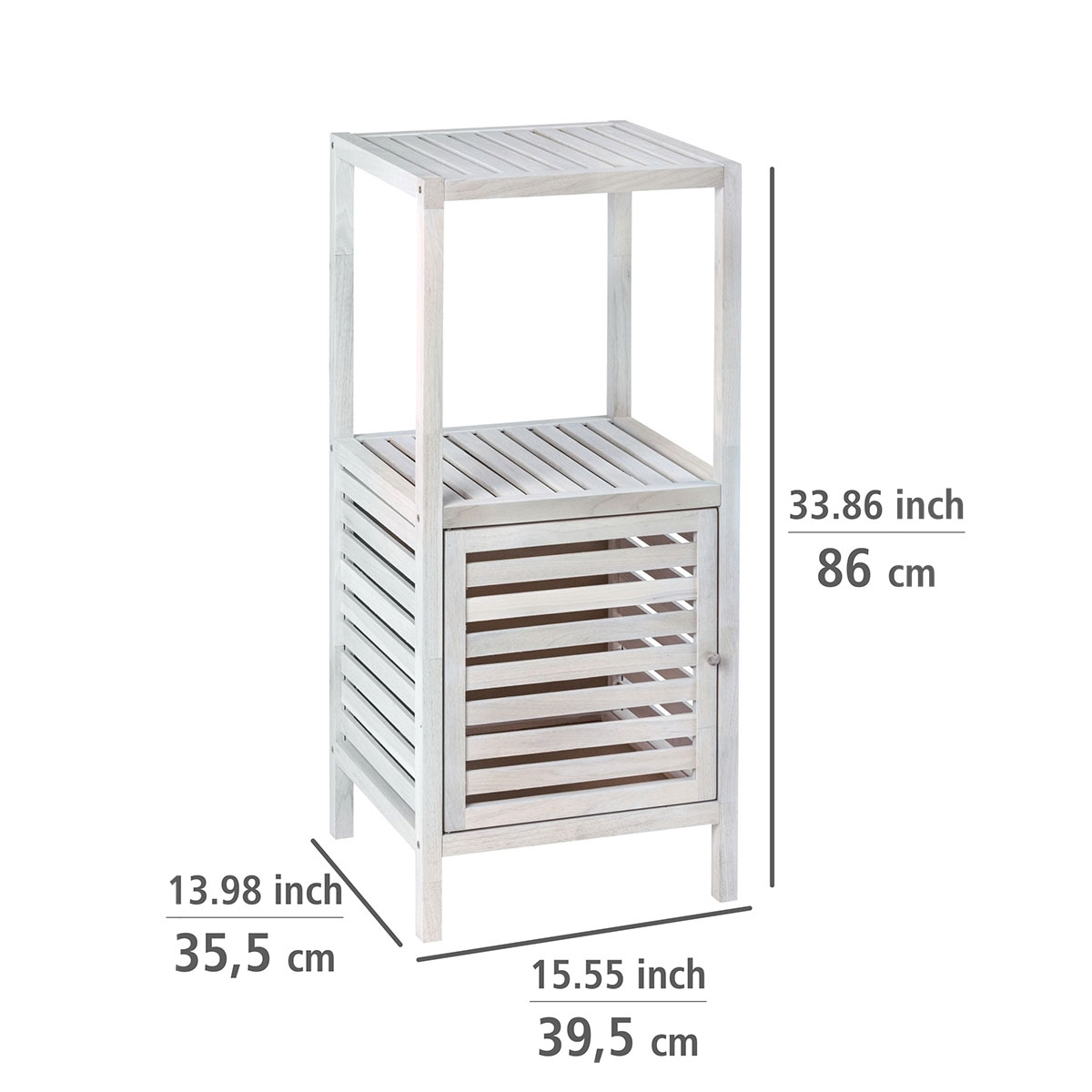 Wenko  Regal Norway mit Tür Natur Weiß massives Walnussholz Bild 5