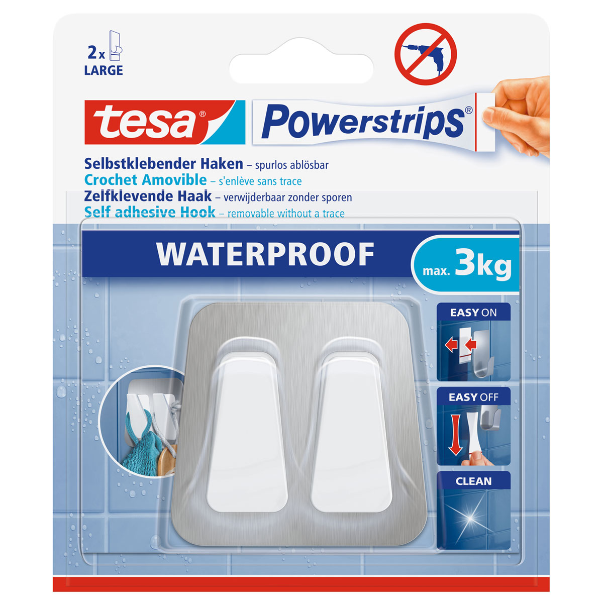 Tesa Powerstrips Waterproof Duo Haken Metall und Plastik