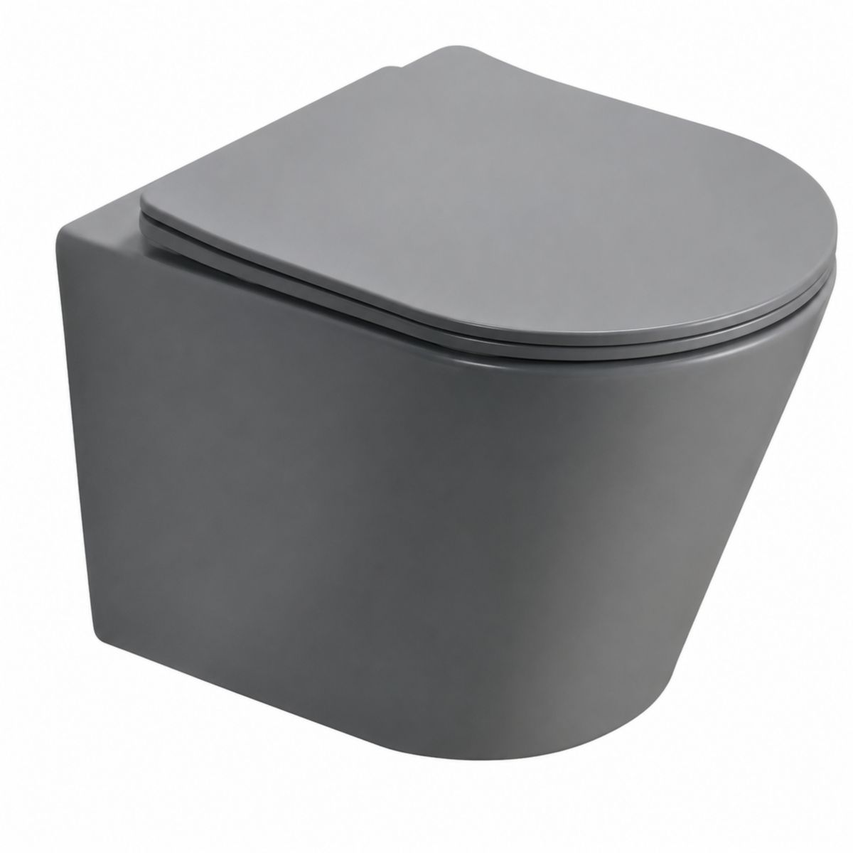 sanicomfort Hänge WC Set Nakia – Spülrandloses, Tiefspüler aus Hochwertiger Sanitärkeramik in Hell Grau, Kompakt, Modern inkl. Soft-Close WC-Sitz