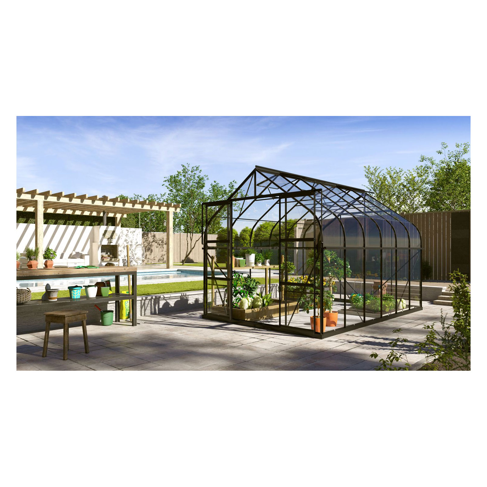 Vitavia Gewächshaus Dione 9900 9,9m² 3 mm Einscheibensicherheitsglas schwarz