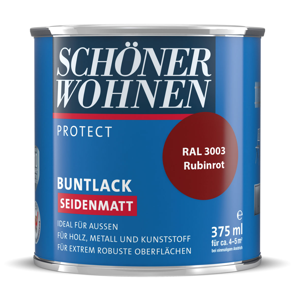 Schöner Wohnen Farbe Buntlack Protect rubinrot seidenmatt 375 ml