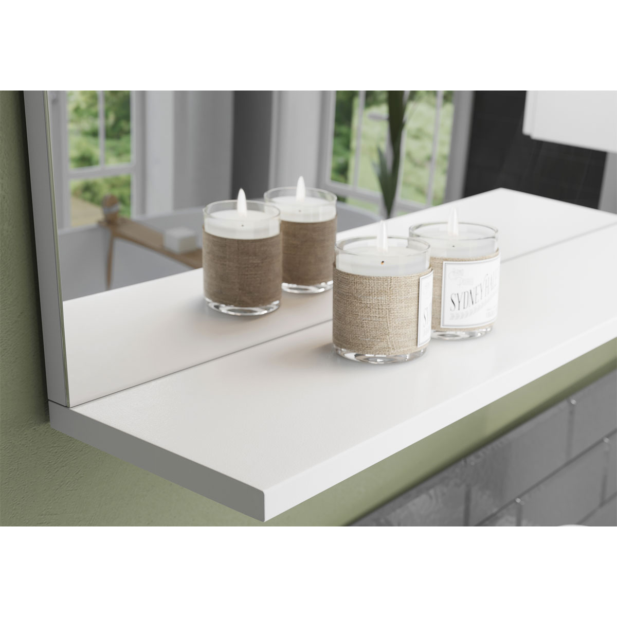 Spiegel weiß mit Ablageboden und LED-Beleuchtung 76 x 75 x 15 cm Bild 4