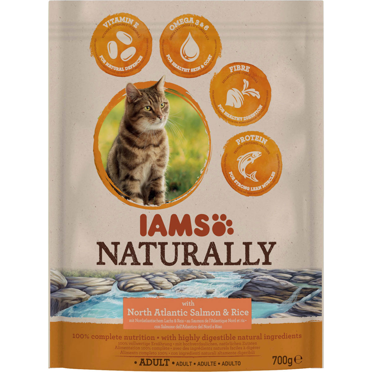 IAMS Trockenfutter Naturally Katze Erwachsen Lachs 700 g Bild 2