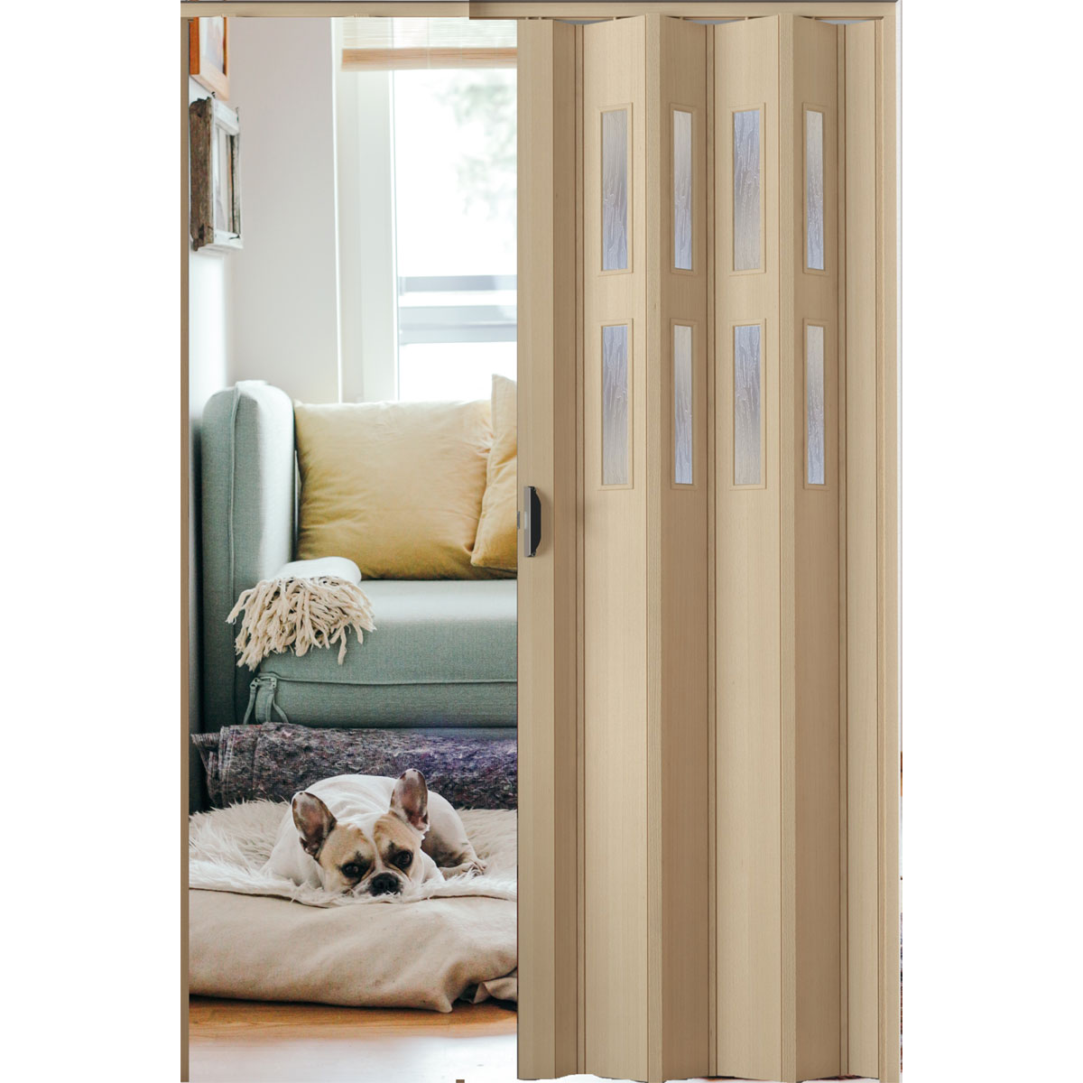 FORTE Kunststoff-Falttür Luciana B 88,5 x H 202 cm Esche holz 3 D 2 Fenster Bild 3