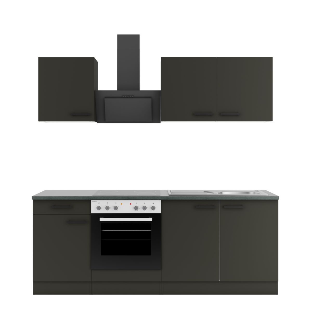 optifit Miniküche Madrid420 210 x 226,8 x 60 cm Anthrazit Matt Wildeiche Nachbildung Bild 1