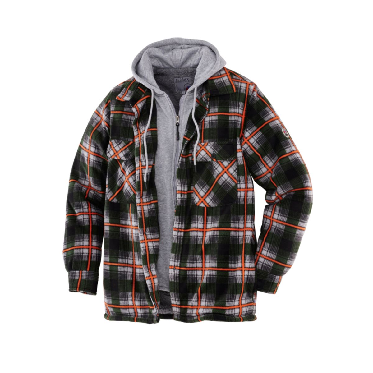Terrax Workwear Herren Thermohemd mit Kapuze Gr. M forstgrün orange