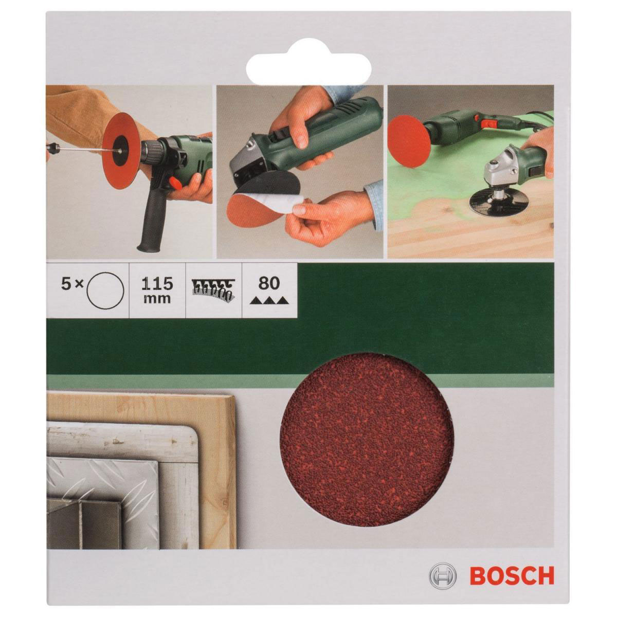 Bosch  DIY Papierschleifblatt Durchmesser 11,5 cm G80 Klett 5 Stück Bild 2