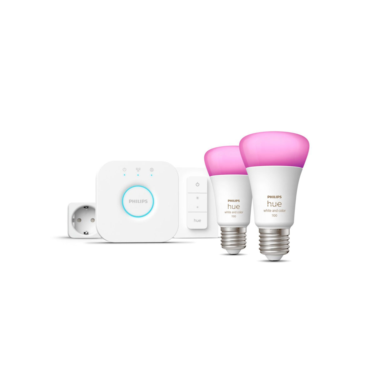 Philips Hue Starter-Set White und Color Ambiance 2 x LED-Lampe E27 Bridge Dimmschalter Smart Plug Bild 2