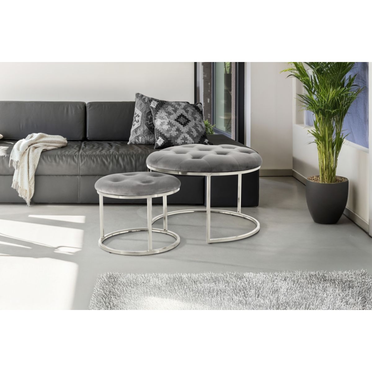 Hocker Becky 825 2er-Set grau silber Bild 5