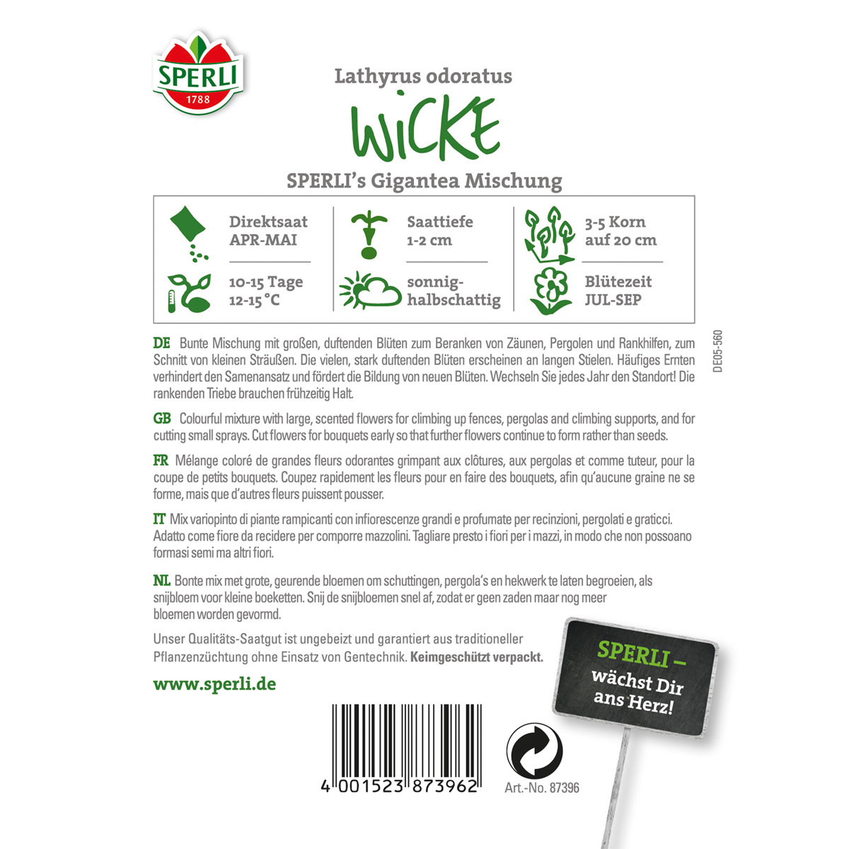 Sperli Wicken ngs Gigantea Mischung Bild 2