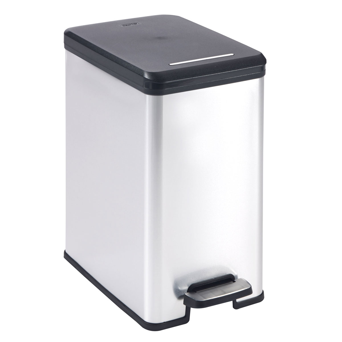 Curver  Mülleimer DECO Bin SLIM 25L mit Pedal schwarz silber metallic