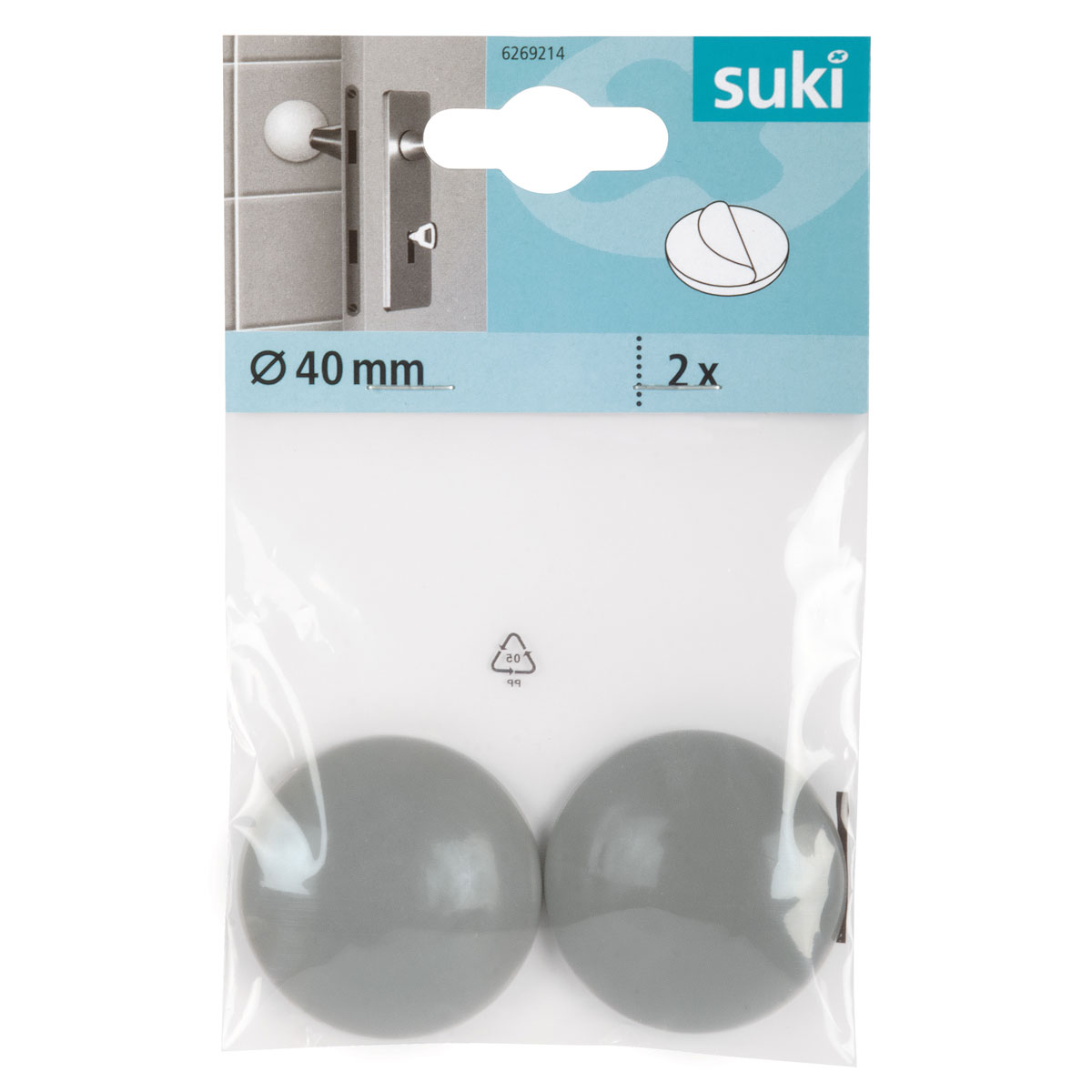 Suki Wandpuffer-Set klebend 4 cm grau 2 Stück Bild 2