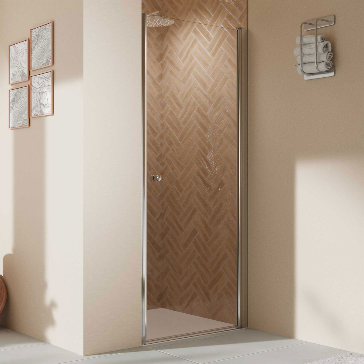 Breuer  QUICK72 Elana 2.0 Drehtür Nische Anschlag rechts Alu silber matt Klarglas 900 mm Bild 1