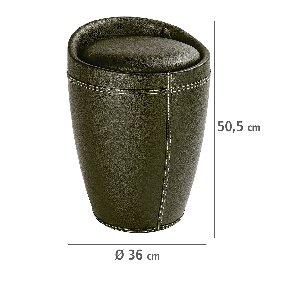 Wenko  Hocker Candy Braun in Lederoptik mit Wäschesack Badhocker mit abnehmbarem Wäschesammler Bild 3