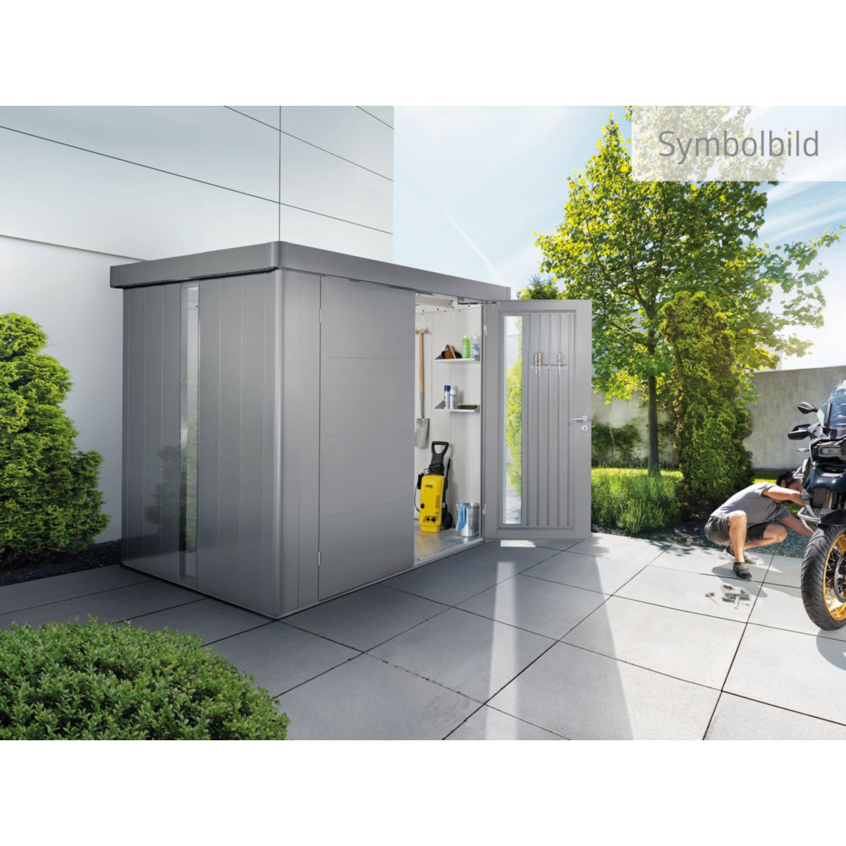 Biohort Gerätehaus Neo 3A Standardtüre quarzgrau-metallic Bild 5