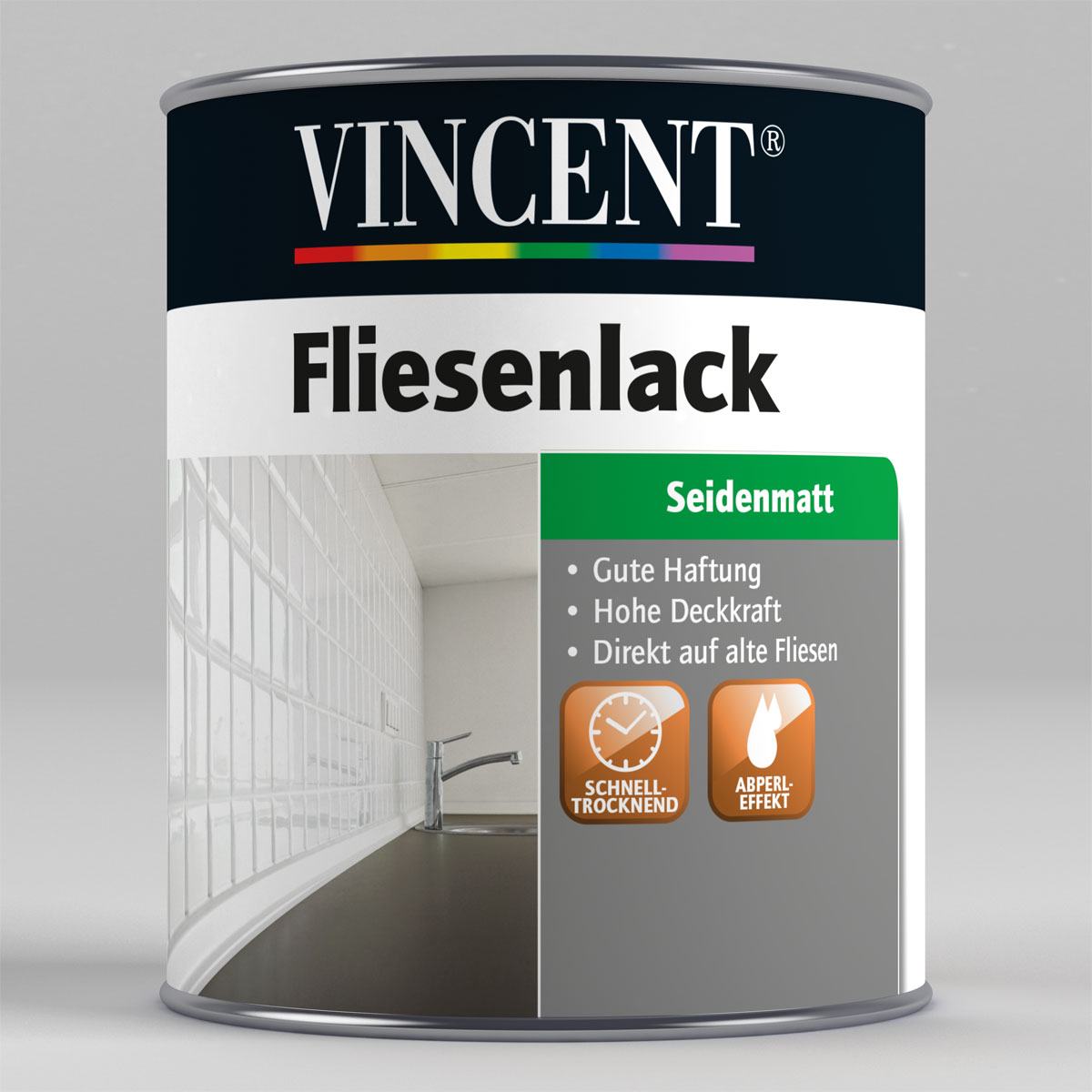 Vincent Fliesenlack lichtgrau seidenmatt 750 ml