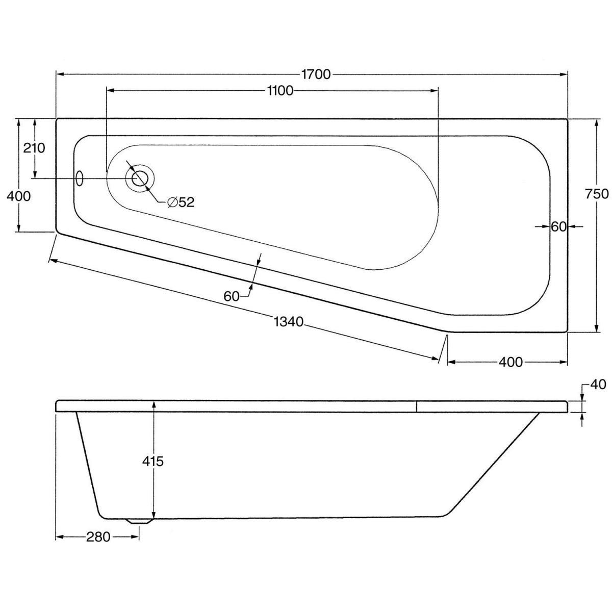 Ottofond Badewanne Koala Vario A 170 x 75 cm weiß Bild 3
