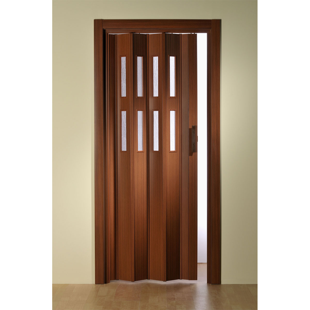 FORTE Kunststoff-Falttür Luciana B 88,5 x H 202 cm Mahagoni 2 Fenster