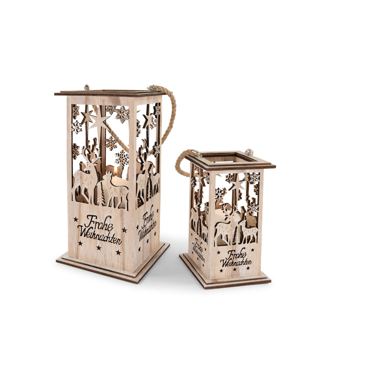 Laterne Weihnachtsmotiv Holz 11 x 11 x 19,5 cm