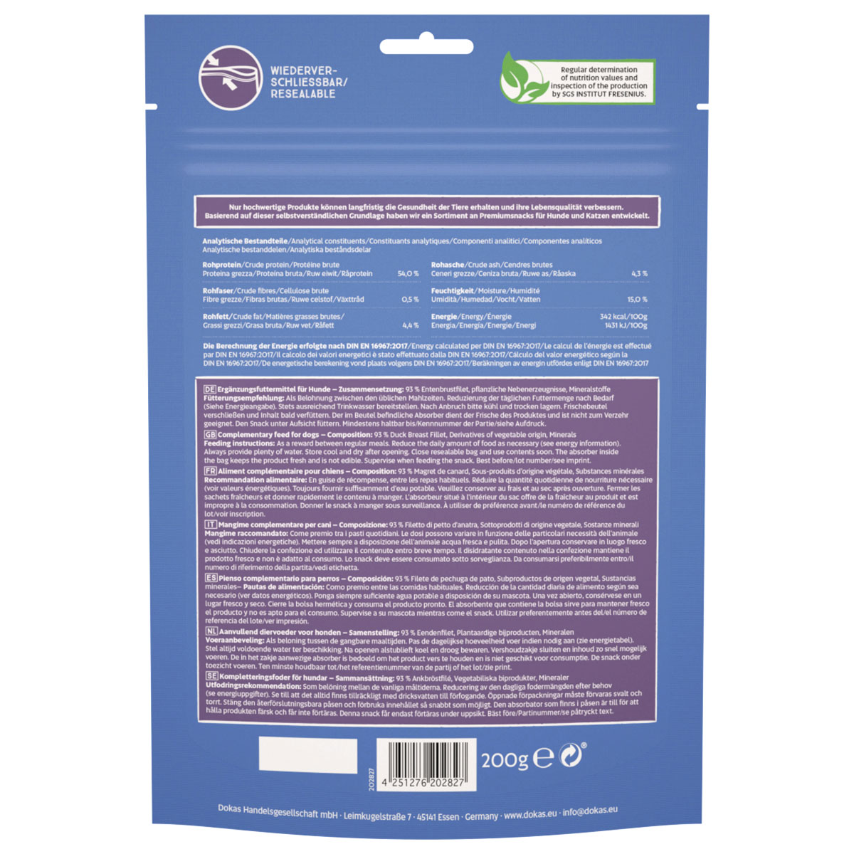 Dokas Hundesnack Entenbrust-Stückchen 200 g Bild 2