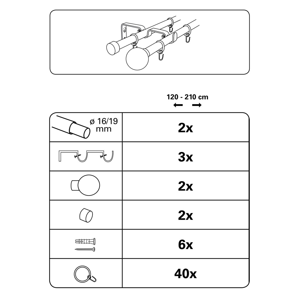 Gardinia Gardinenstange 120/210 cm silber-matt Bild 2