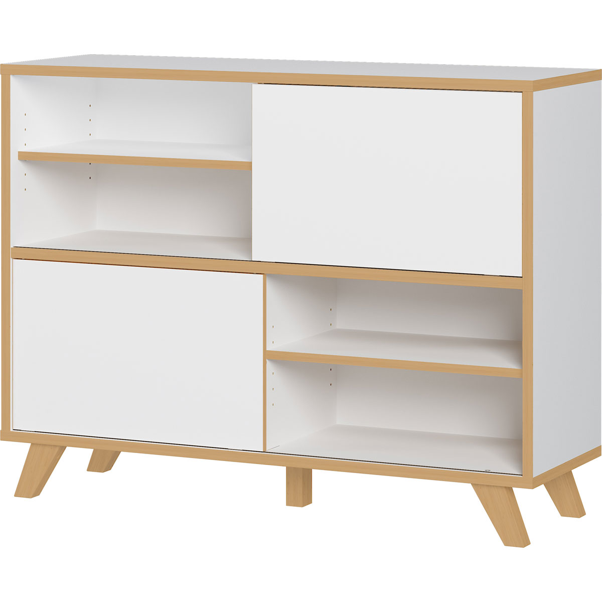 Schiebetürregal 120 x 92 x 40 cm weiß/Navarra Eiche
