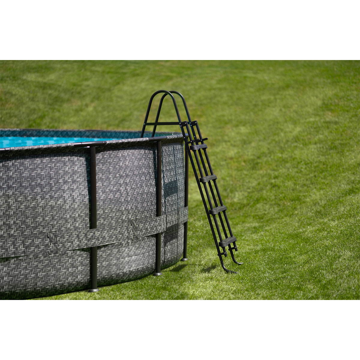 Summer Waves Elite Frame Pool 549x549x132cm Rattan Grau Bild 5