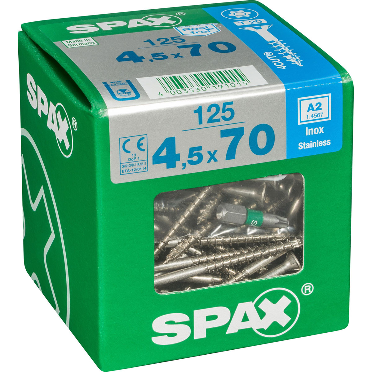 Spax Edelstahlschrauben Senkkopf 4,5 x 0 XL 125 Stück Bild 2