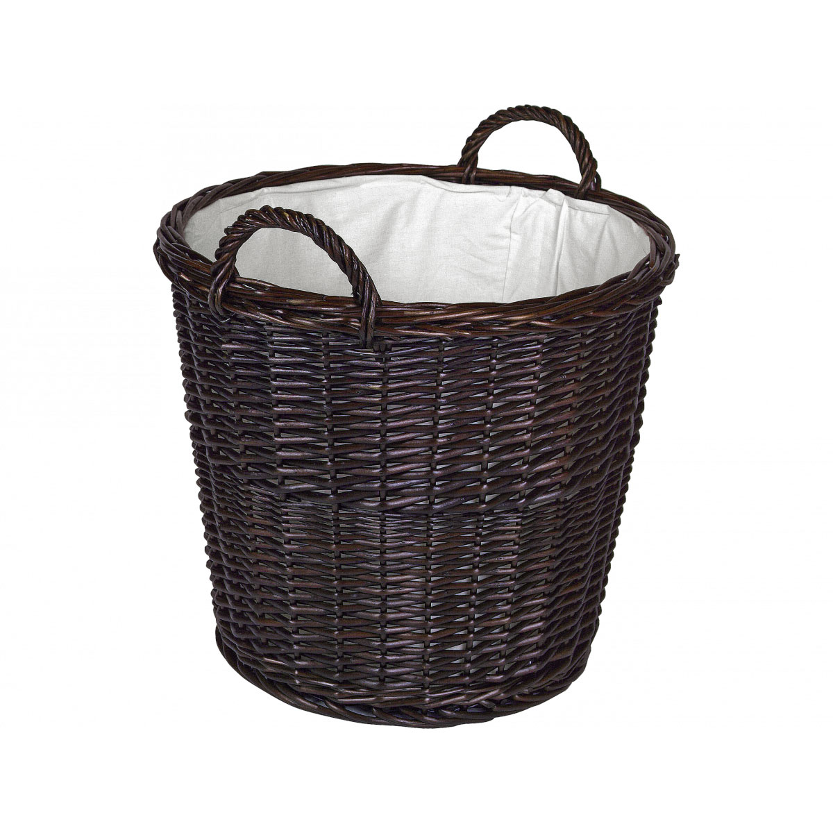 Weidenkorb dunkel mit Kunststoff-/Stoff-einlage, Hoehe 50 cm, Dm. 50 cm